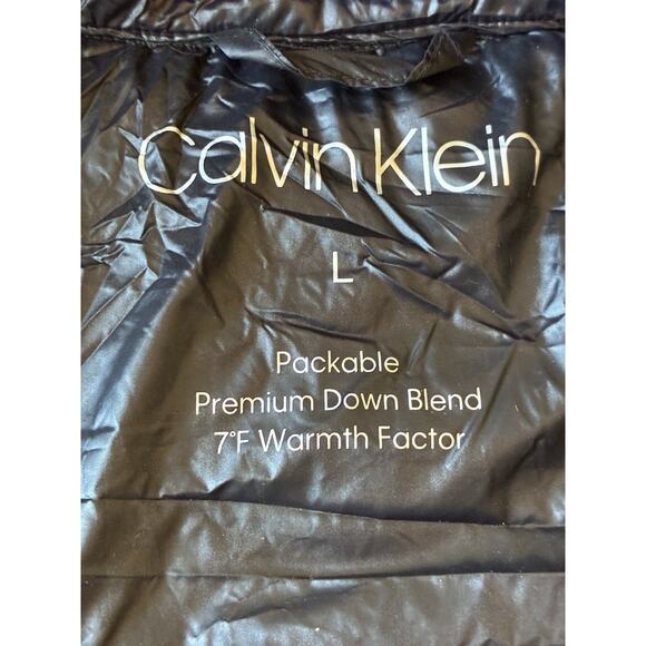 Black Puffer Down Winter Jacket Long Packable Quilted womens L Calvin Klein Y2K - Picture 6 of 16